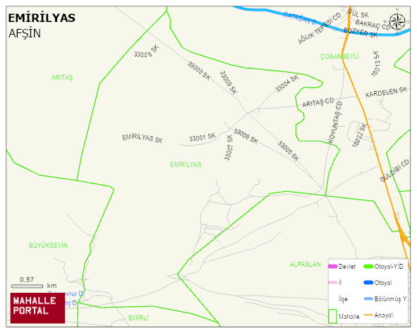 EMİRİLYAS Mahallesi Haritası | Dağlar, Ovalar ve Akarsu Bilgileri