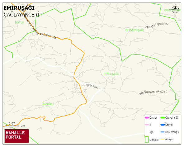 EMİRUŞAĞI Mahallesi Haritası | Mahalle ve Köy Sınırı