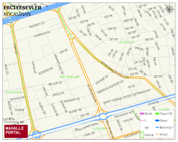 ERCİYESEVLER Mahallesi Haritası | Detaylı Köy ve Mahalle Görünümü