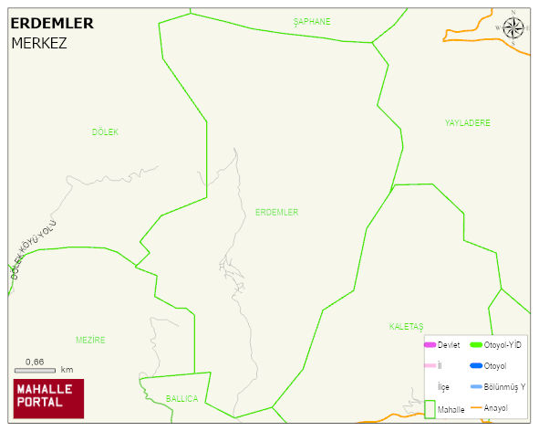 ERDEMLER Köyü Haritası | Yükselti ve Doğa Özellikleri