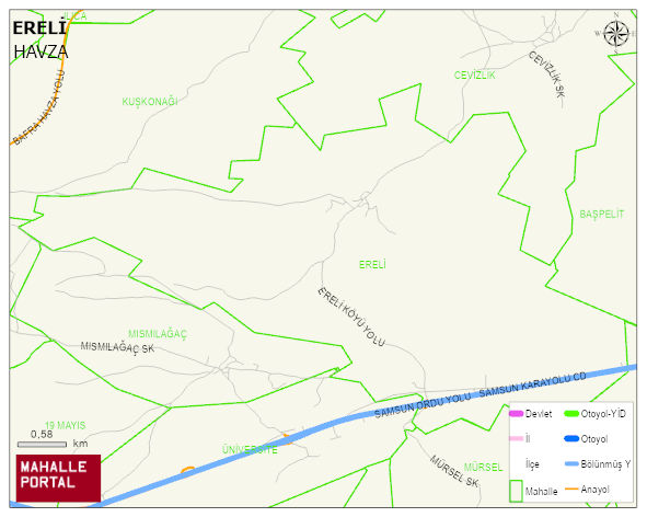 ERELİ Mahallesi Haritası | Sayısal Bölge Görünümü