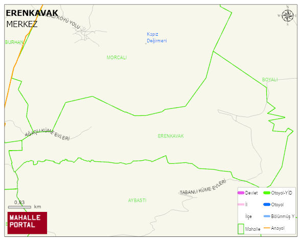 ERENKAVAK Köyü Haritası | İnteraktif Köy ve Mahalle Sınırları