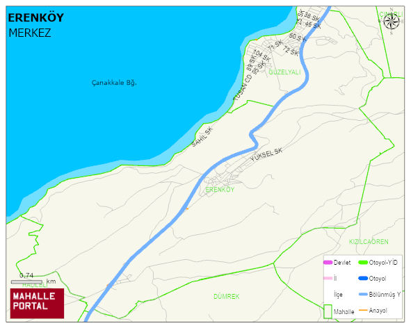 ERENKÖY Köyü Haritası | Yükselti ve Doğa Özellikleri