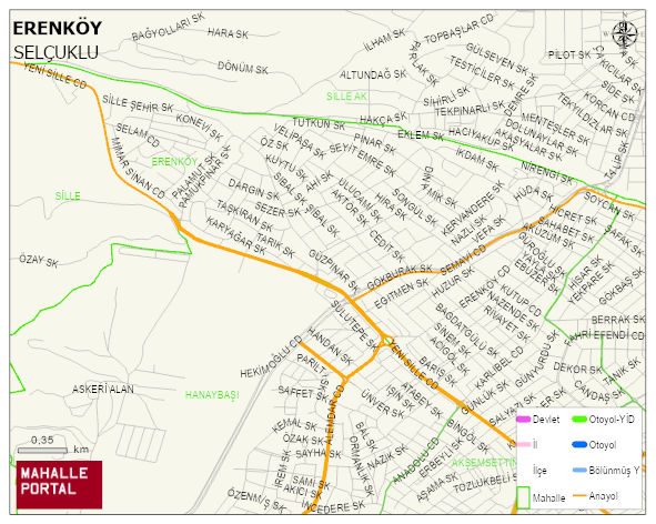 ERENKÖY Mahallesi Haritası | Yükselti ve Doğa Özellikleri
