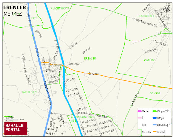 ERENLER Mahallesi Haritası | Mahalle ve Köy Sınırı