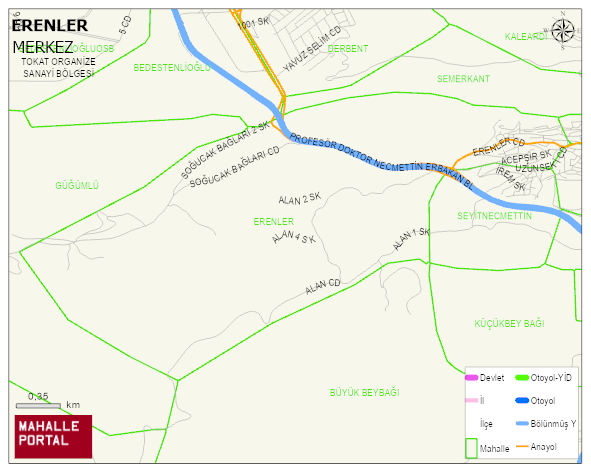 ERENLER Mahallesi Haritası | Dağlar, Ovalar ve Akarsu Bilgileri
