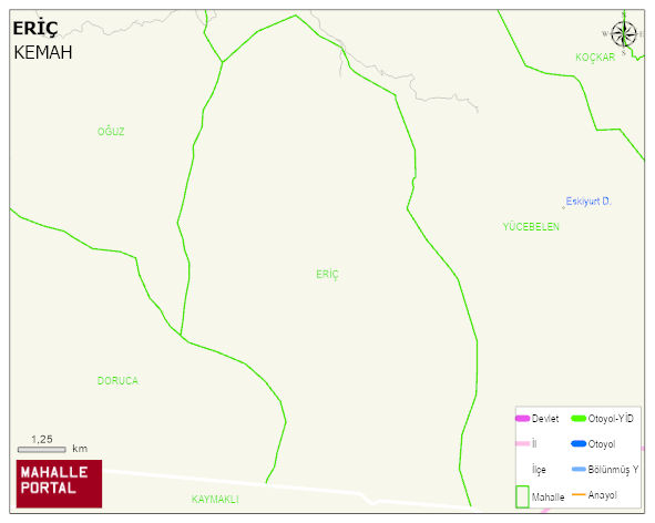 ERİÇ Köyü Haritası | Coğrafi Yapı ve Detaylı Haritası