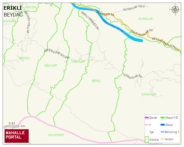 ERİKLİ Mahallesi Haritası | Mahalle ve Köy Sınırı