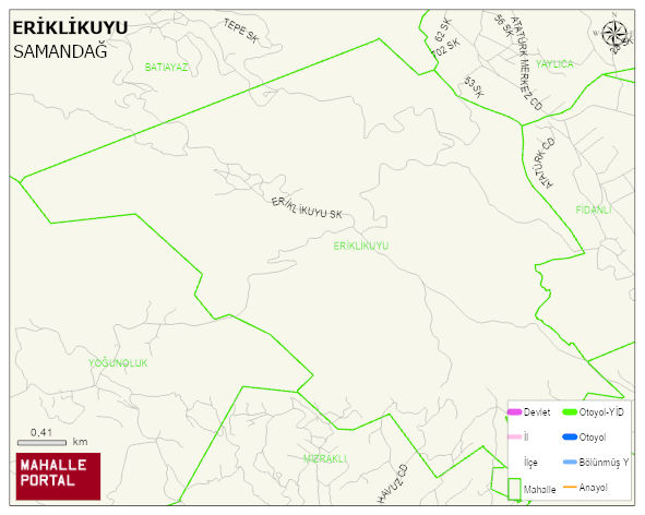 ERİKLİKUYU Mahallesi Haritası | Mahalle ve Köy Sınırı