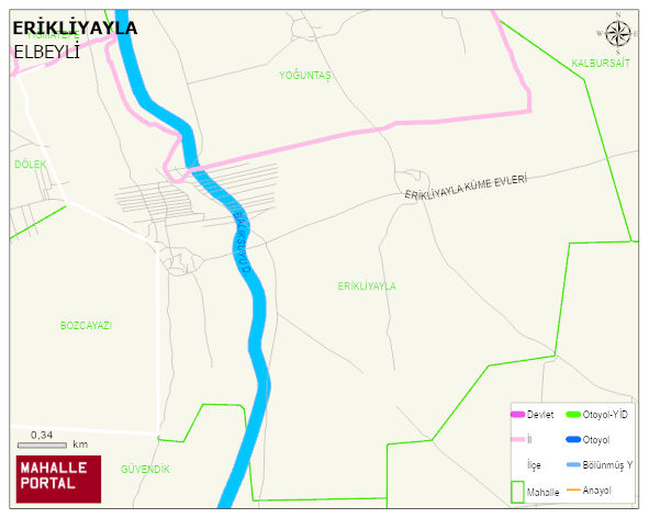 ERİKLİYAYLA Köyü Haritası | Yükselti ve Doğa Özellikleri
