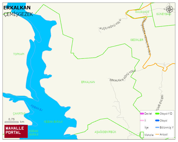 ERKALKAN Köyü Haritası | Detaylı Köy ve Mahalle Görünümü