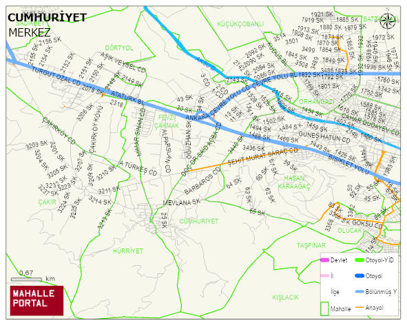 ERKMEN BELDESİ CUMHURİYET Mahallesi Haritası | Dağlar, Ovalar ve Akarsu Bilgileri