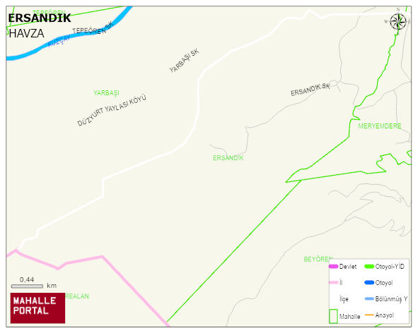 ERSANDIK Mahallesi Haritası | Coğrafi Yapı ve Detaylı Haritası