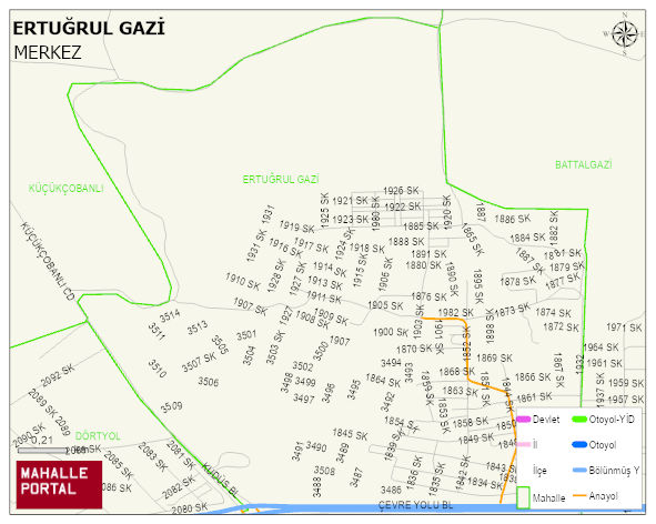 ERTUĞRUL GAZİ Mahallesi Haritası | Yükselti ve Doğa Özellikleri