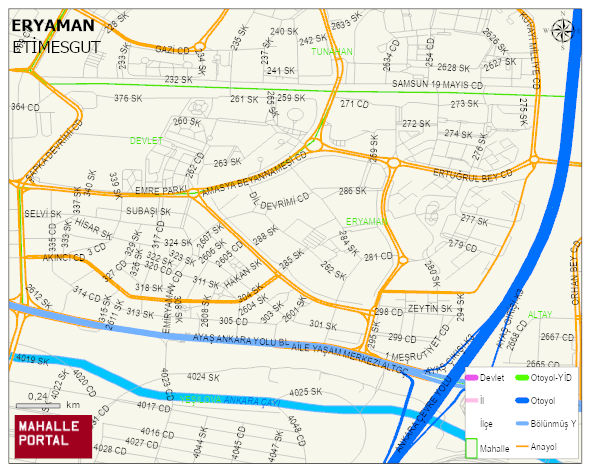 ERYAMAN Mahallesi Haritası | İnteraktif Köy ve Mahalle Sınırları