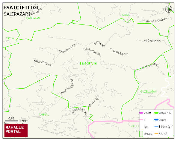 ESATÇİFTLİĞİ Mahallesi Haritası | Dağlar, Ovalar ve Akarsu Bilgileri