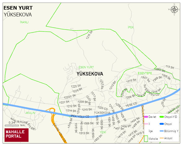 ESEN YURT Mahallesi Haritası | Coğrafi Yapı ve Detaylı Haritası