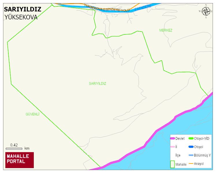 ESENDERE BELDESİ SARIYILDIZ Mahallesi Haritası | Sayısal Bölge Görünümü