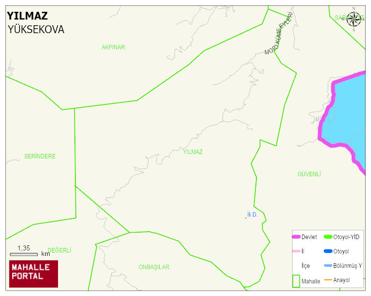 ESENDERE BELDESİ YILMAZ Mahallesi Haritası | Dağlar, Ovalar ve Akarsu Bilgileri