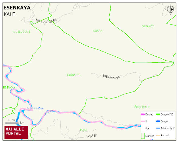ESENKAYA Mahallesi Haritası | Dağlar, Ovalar ve Akarsu Bilgileri