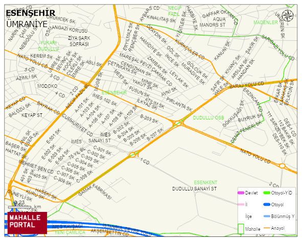ESENŞEHİR Mahallesi Haritası | Dağlar, Ovalar ve Akarsu Bilgileri