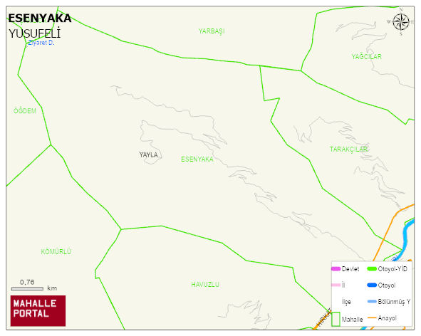 ESENYAKA Köyü Haritası | Coğrafi Yapı ve Detaylı Haritası