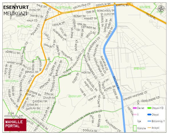ESENYURT Mahallesi Haritası | Mahalle ve Köy Sınırı