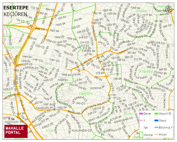 ESERTEPE Mahallesi Haritası | Uydu Görüntüsü ve Harita Detayları