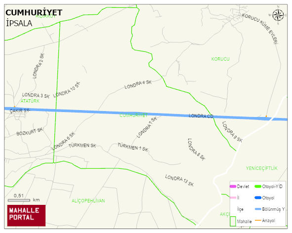 ESETÇE BELDESİ CUMHURİYET Mahallesi Haritası | Mahalle ve Köy Sınırı