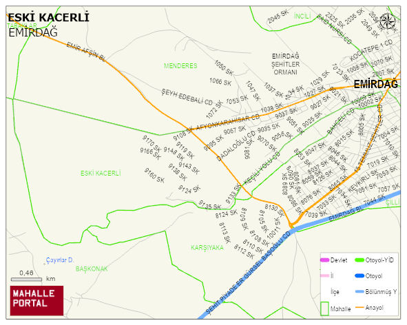 ESKİ KACERLİ Mahallesi Haritası | İnteraktif Köy ve Mahalle Sınırları