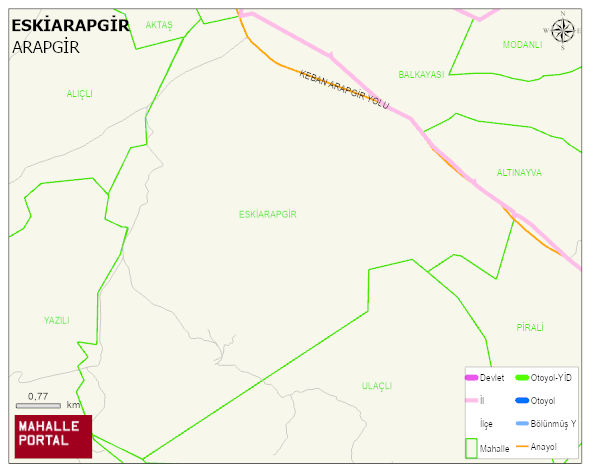 ESKİARAPGİR Mahallesi Haritası | Coğrafi Yapı ve Detaylı Haritası