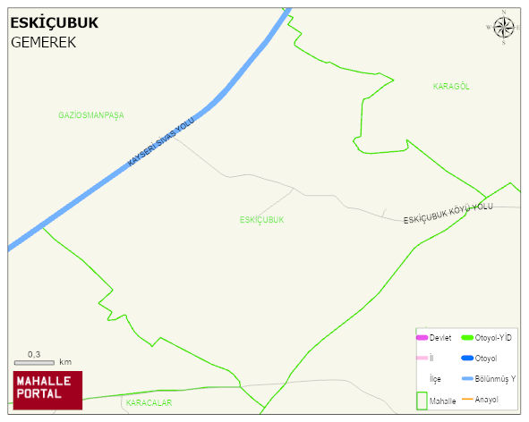 ESKİÇUBUK Köyü Haritası | Detaylı Köy ve Mahalle Görünümü