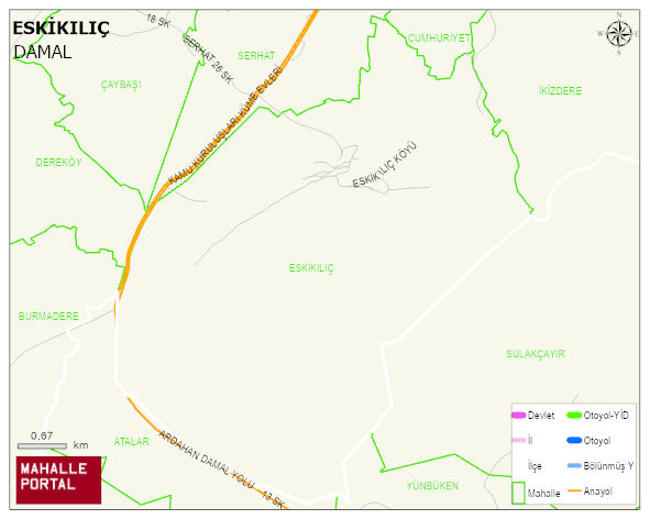 ESKİKILIÇ Köyü Haritası | Coğrafi Yapı ve Detaylı Haritası