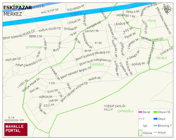 ESKİPAZAR Mahallesi Haritası | İnteraktif Köy ve Mahalle Sınırları