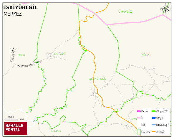 ESKİYÜREĞİL Köyü Haritası | İnteraktif Köy ve Mahalle Sınırları