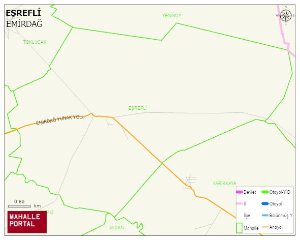 EŞREFLİ Köyü Haritası | İnteraktif Köy ve Mahalle Sınırları