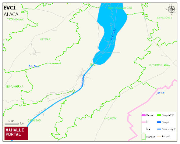 EVCİ Köyü Haritası | Detaylı Köy ve Mahalle Görünümü