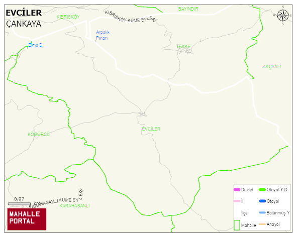 EVCİLER Mahallesi Haritası | İnteraktif Köy ve Mahalle Sınırları