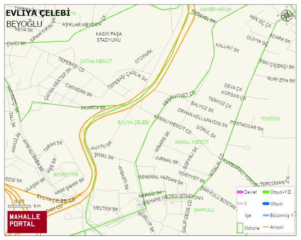 EVLİYA ÇELEBİ Mahallesi Haritası | Mahalle ve Köy Sınırı