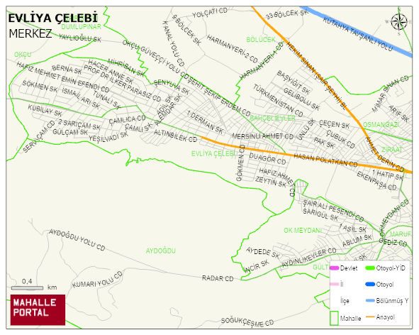 EVLİYA ÇELEBİ Mahallesi Haritası | Güncel Mahalle ve Köy Haritası