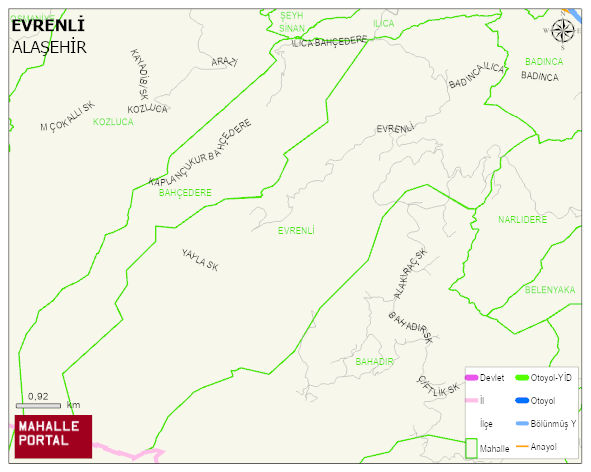 EVRENLİ Mahallesi Haritası | Yükselti ve Doğa Özellikleri