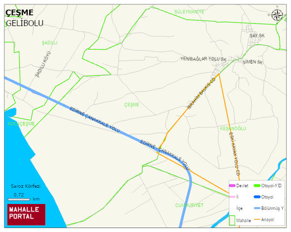 EVREŞE BELDESİ ÇEŞME Mahallesi Haritası | İnteraktif Köy ve Mahalle Sınırları