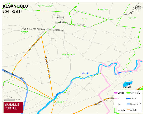 EVREŞE BELDESİ KEŞANOĞLU Mahallesi Haritası | Yükselti ve Doğa Özellikleri