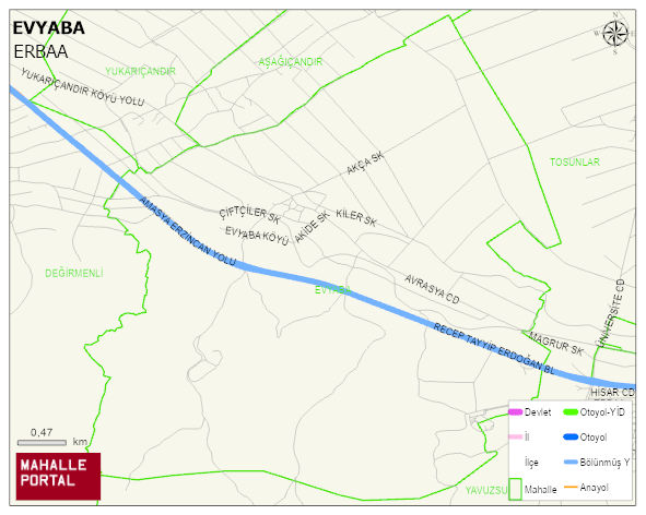 EVYABA Mahallesi Haritası | İnteraktif Köy ve Mahalle Sınırları