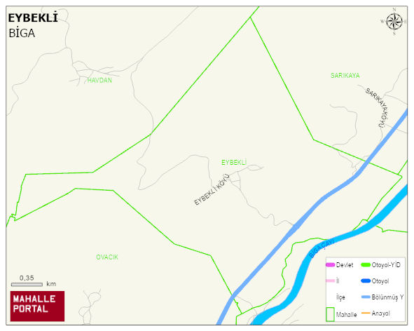 EYBEKLİ Köyü Haritası | Mahalle ve Köy Sınırı