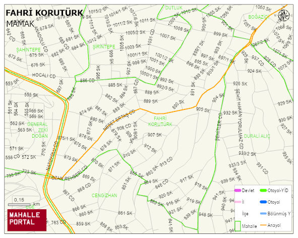 FAHRİ KORUTÜRK Mahallesi Haritası | Sayısal Bölge Görünümü