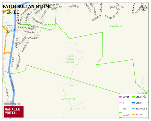 FATİH SULTAN MEHMET Mahallesi Haritası | Mahalle ve Köy Sınırı