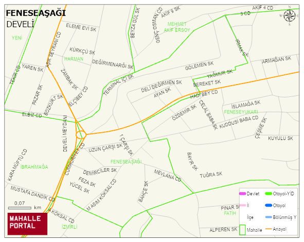 FENESEAŞAĞI Mahallesi Haritası | Detaylı Köy ve Mahalle Görünümü