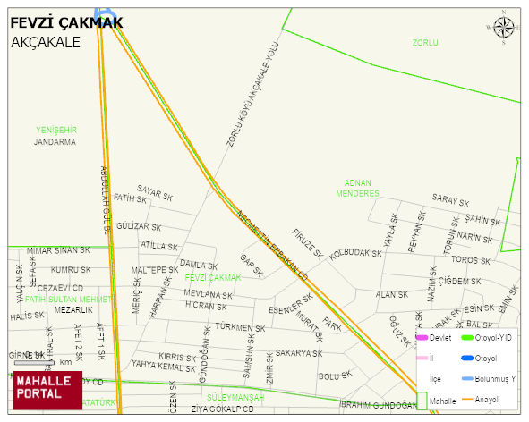 FEVZİ ÇAKMAK Mahallesi Haritası | Dağlar, Ovalar ve Akarsu Bilgileri
