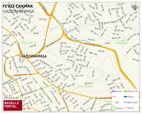 FEVZİ ÇAKMAK Mahallesi Haritası | Mahalle ve Köy Sınırı